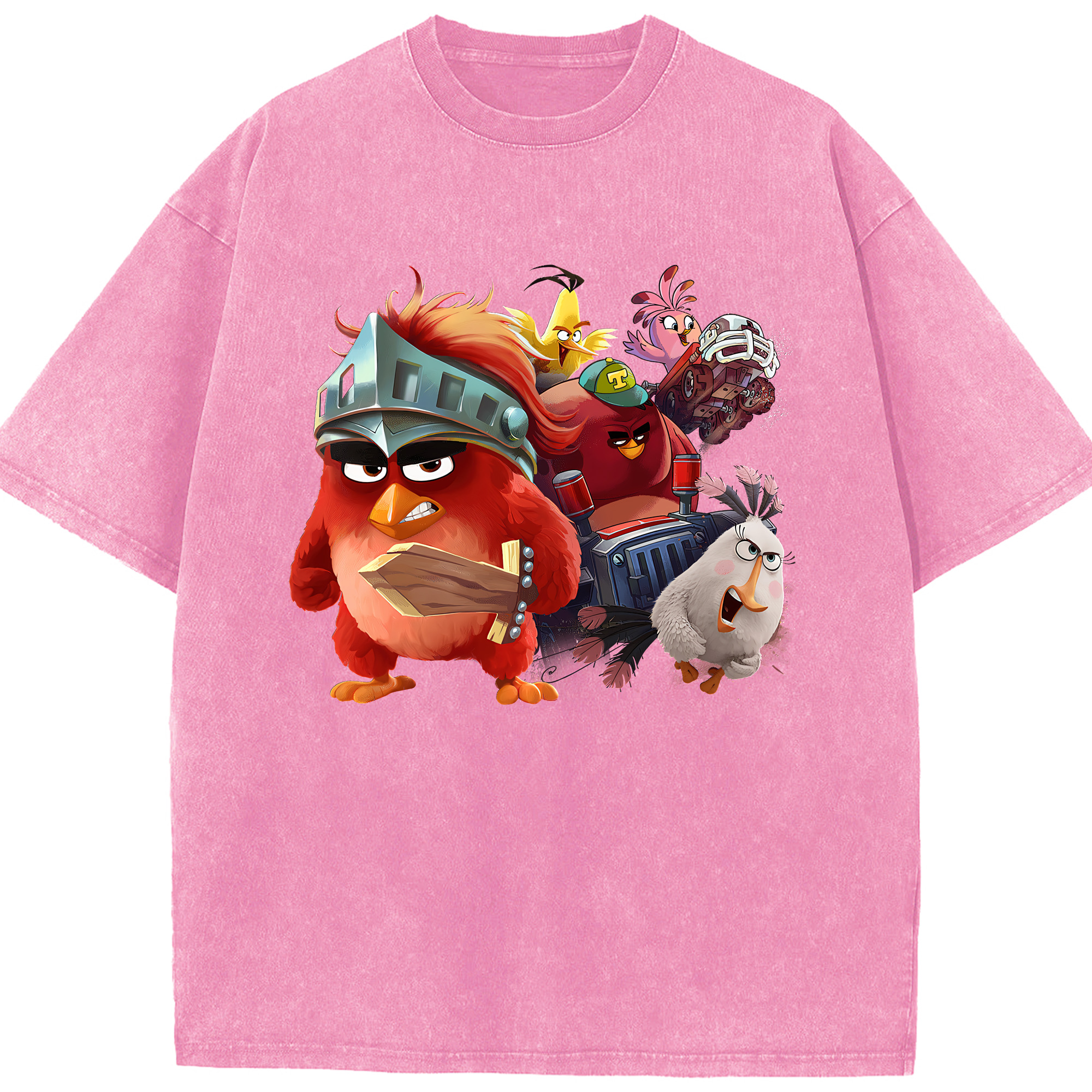（画像用） Angry Birds アングリーバード 綿100% ヴィンテージ風 半袖Tシャツ（フロントプリント）